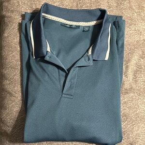 Perry Ellis Teal Polo Shirt with Navy Accents